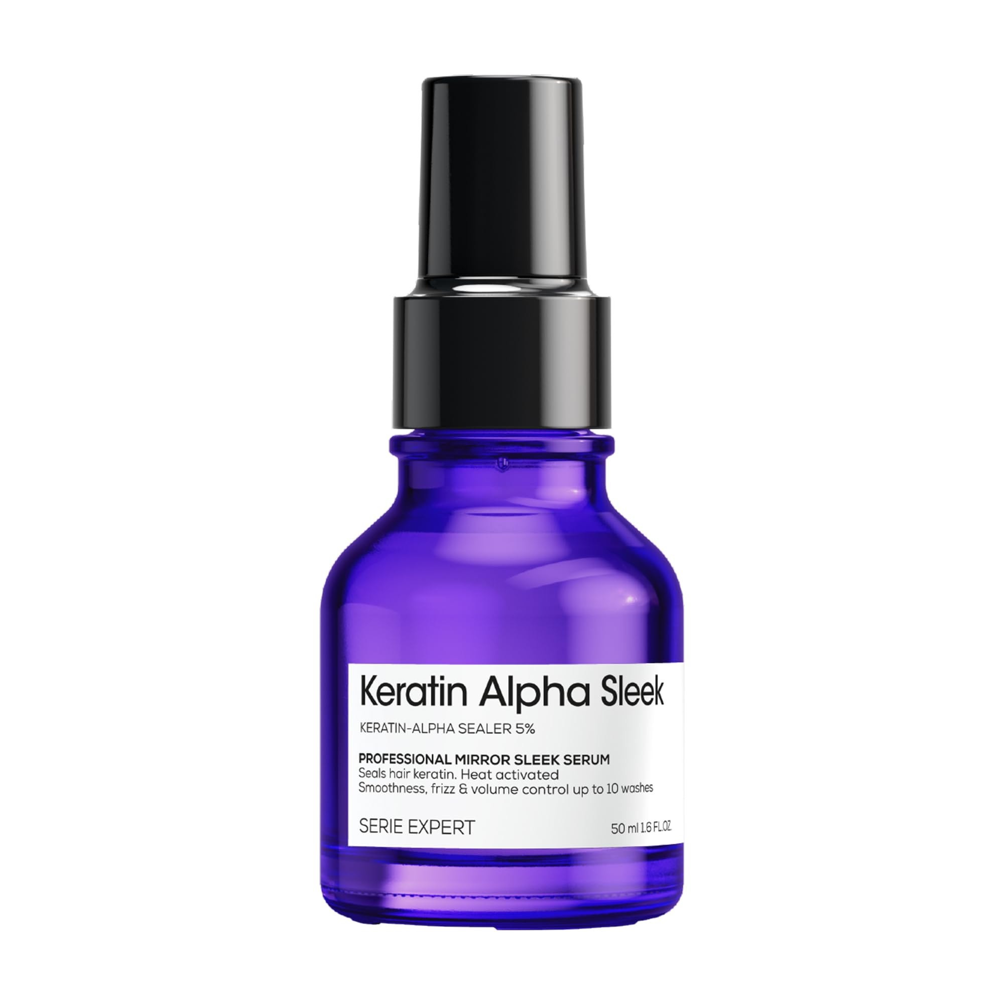 L’Oréal Professionnel Keratin Alpha Sleek Anti- frizz Serum for Smooth Hair | 230°C Heat Protection, Anti-humidity | Glass shine and smoothness | Validated on Indian hair | 50 ml