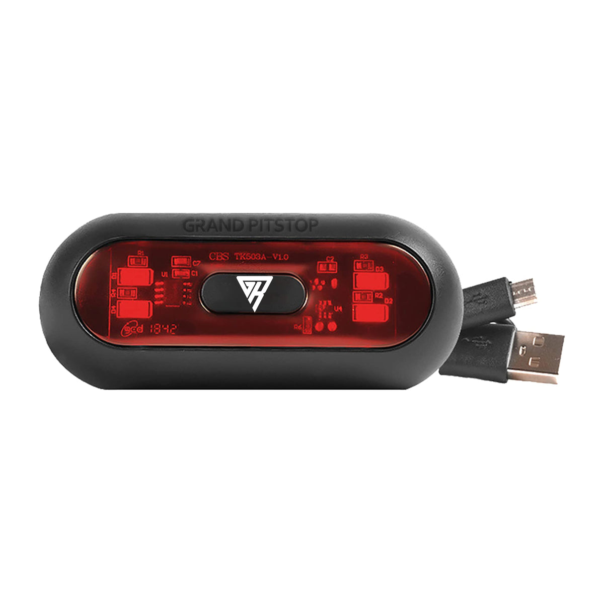 GRAND PITSTOP Universal Helmet LED Light | (Black & Red, Battery Powered - 12V) | Waterproof Safety Strobe | Aircraft Style Signal | Multipurpose Bike Accessory | for Night Rides