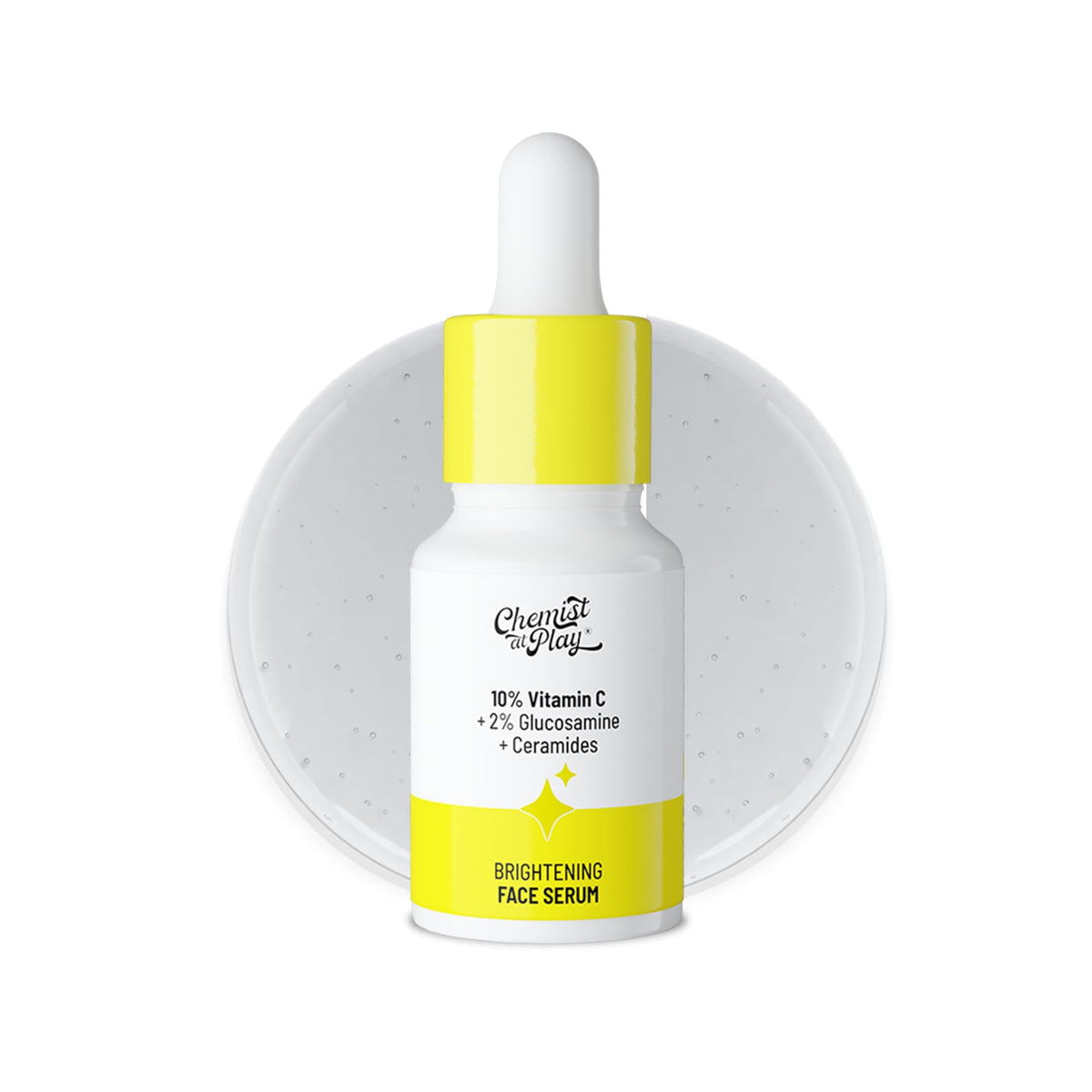 Chemist At Play 10% Vitamin C Face Serum |Brightens & Gives Glow |Fades Dark Spots |Treats Hyperpigmentation| Balances Melanin Production | Ethyl Ascorbic Acid & Glucosamine | For All Skin Types 10ml