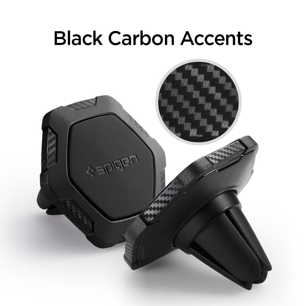 Spigen Air Vent Car Mobile Holder [Strong Magnet][Compact Design][Stable Hold][Metal Plate Included] Compatible with Most Smartphone Devices - Black