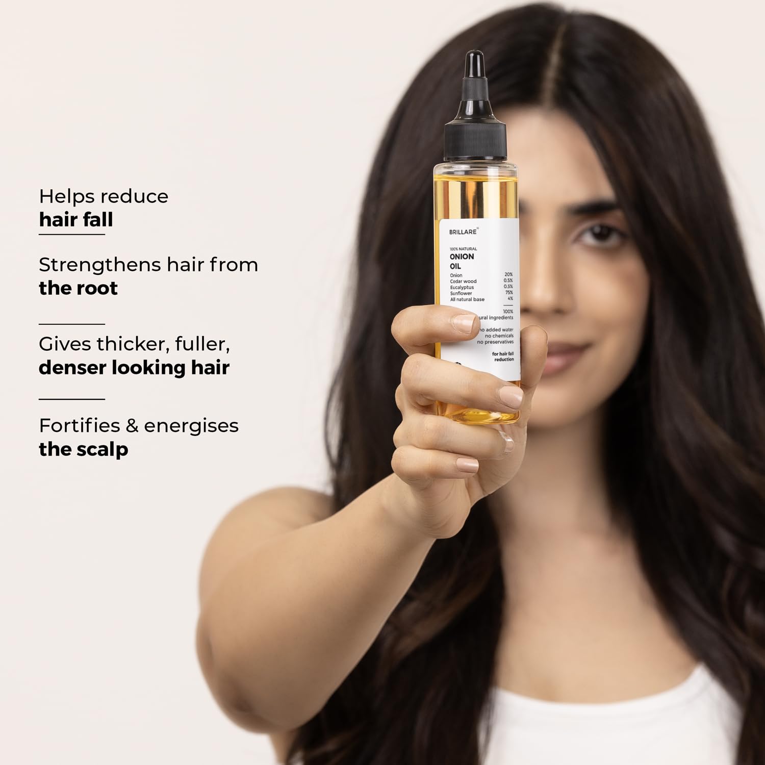 Brillare 20% Onion Hair Oil for Hair Fall Reduction with Goodness of Cedar Wood & Sunflower | Visible Hair Fall Reduction in 15 Days