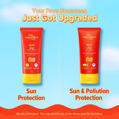 Aqualogica Detan+ Dewy Sunscreen SPF 50+ PA++++ with Cherry Tomato & HA - 80 g | Broad Spectrum SPF 50+ PA++++ | UVA/B & Blue Light Protection | Anti-Pollution Factor Technology | Removes Tanning