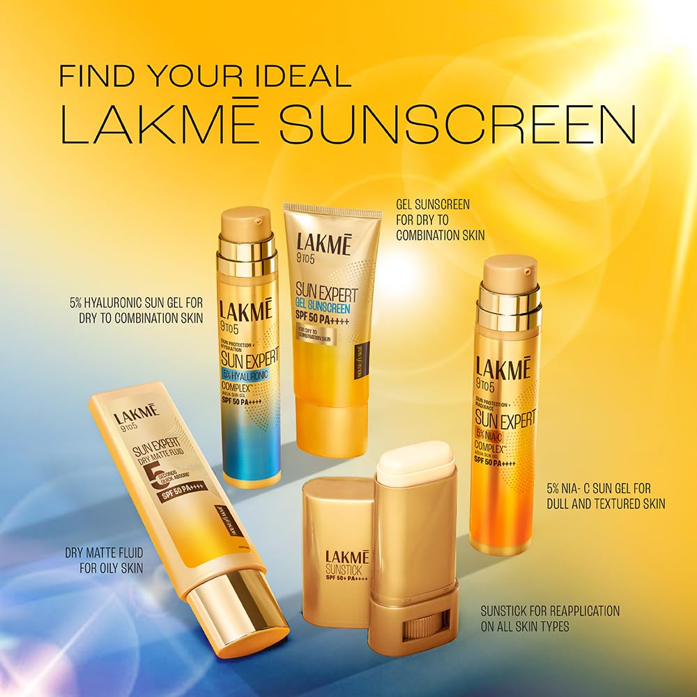 Lakmē Water Light Gel in-Vivo Tested SPF 50 PA++++ Sunscreen with Niacinamide for Oily Skin 50g