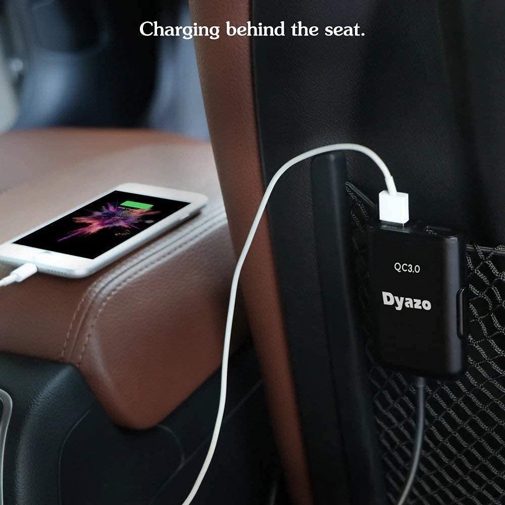 Dyazo QC 12V Fast Car Charger Back Seat Charging 4 USB Ports Compatible for Qualcomm 3.0, Samsung Galaxy, Note, iPhone, Nexus, Vivo, Oppo,Pixel, Mi & Other Mobile Phones with Free Type C Cable - Wireless Accessory from Dyazo - Shop in Sri Lanka at Arcade.lk