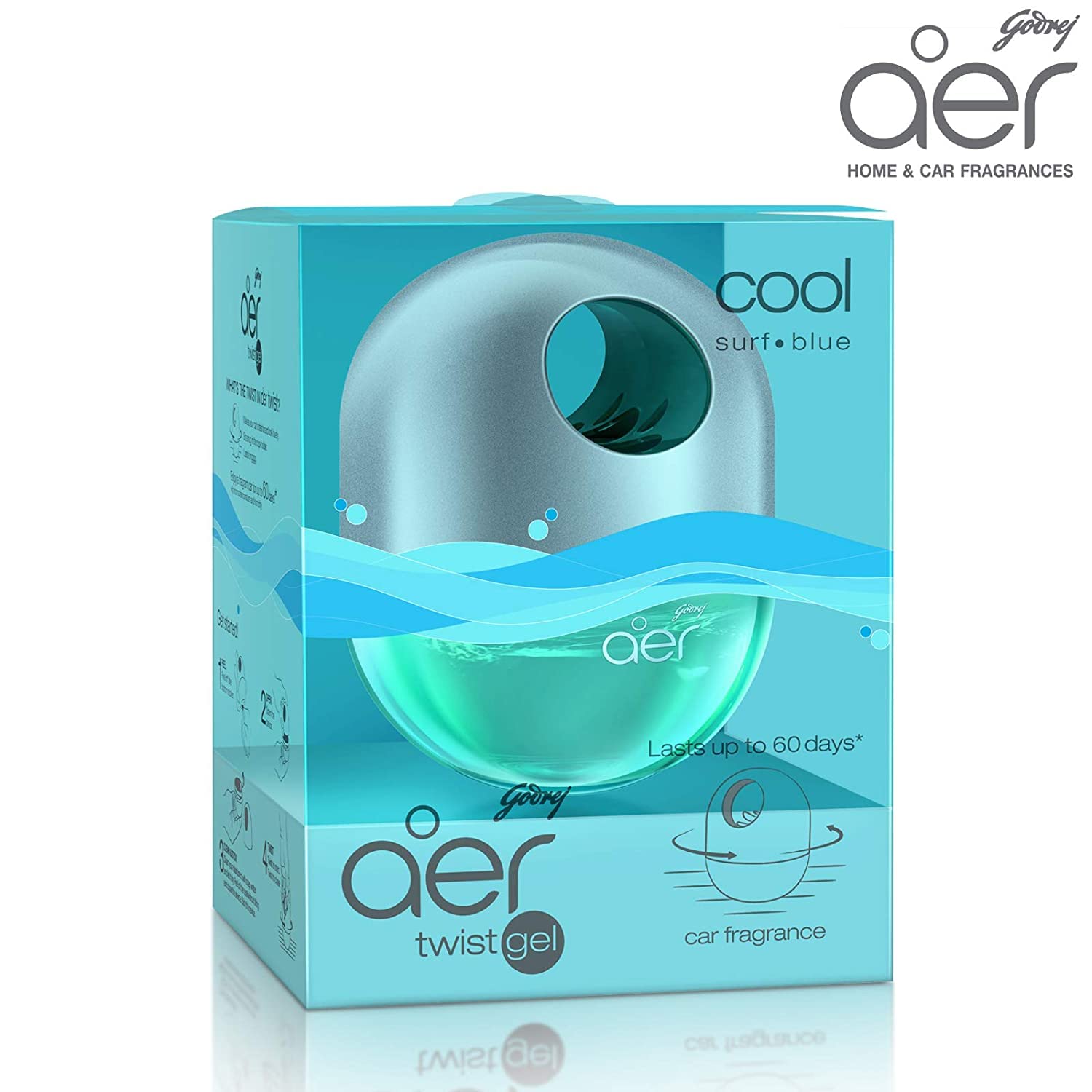 Godrej aer Twist, Car Air Freshener - Cool Surf Blue (45g)