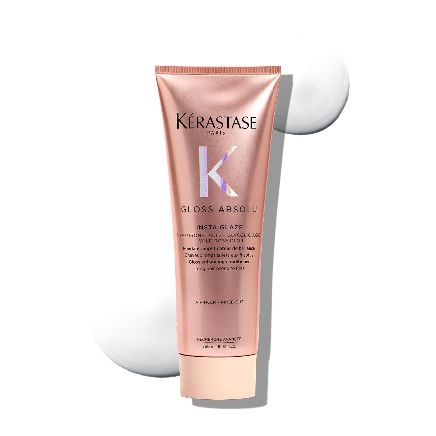 Kérastase Gloss Absolu Anti-Frizz Foaming Conditioner For Bouncy, Glossy Hair | Fine To Medium Hair | 4-Days Anti-Frizz | With Hyaluronic & Glycolic Acid, Wild Rose-In-Oil | 250ml