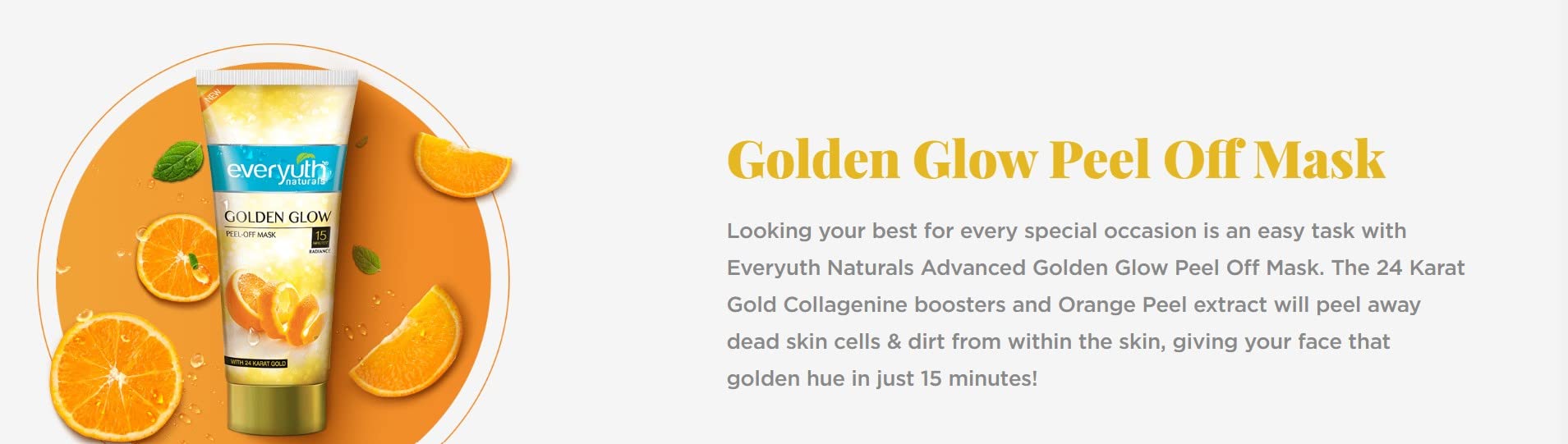 Everyuth Natural Advanced Golden Glow Peel Off Mask for Instant Glow Skin, 100 gm