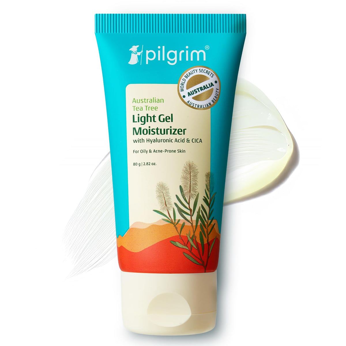 Pilgrim Australian Tea Tree Light Gel moisturizer for face for oily & acne prone skin with Hyaluronic acid & CICA |Tea tree light non-oily moisturizer for face |For women & men | 80 gm