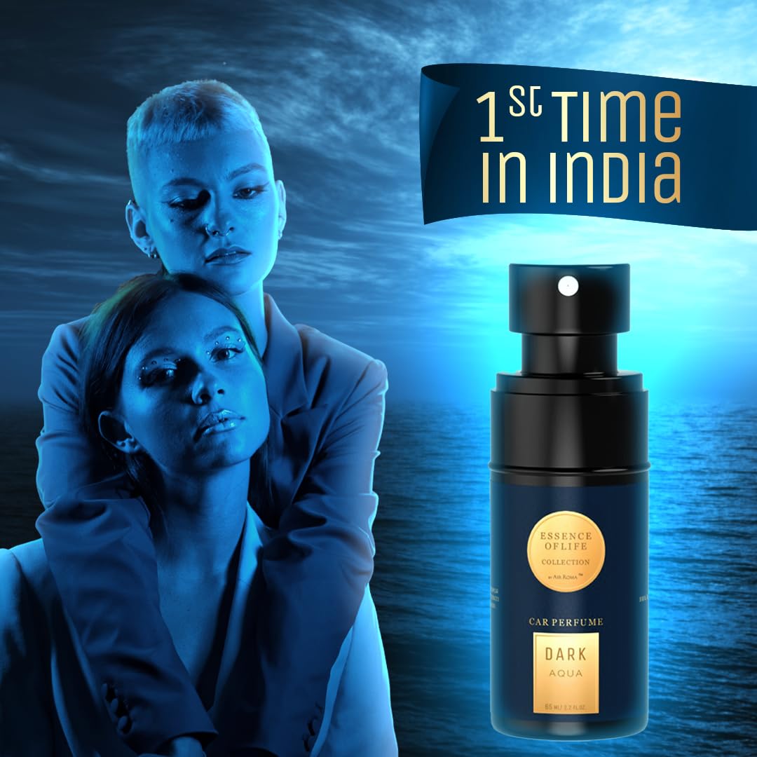 AIR-ROMA Dark Aqua Premium Car Perfume | Fine Fragrance Car Air Freshener | Anti Tobacco Anti Odour Technology | Car Accessory Interior Fabric Spray | 400+ Long Lasting Air Freshener Scent (60 Ml)