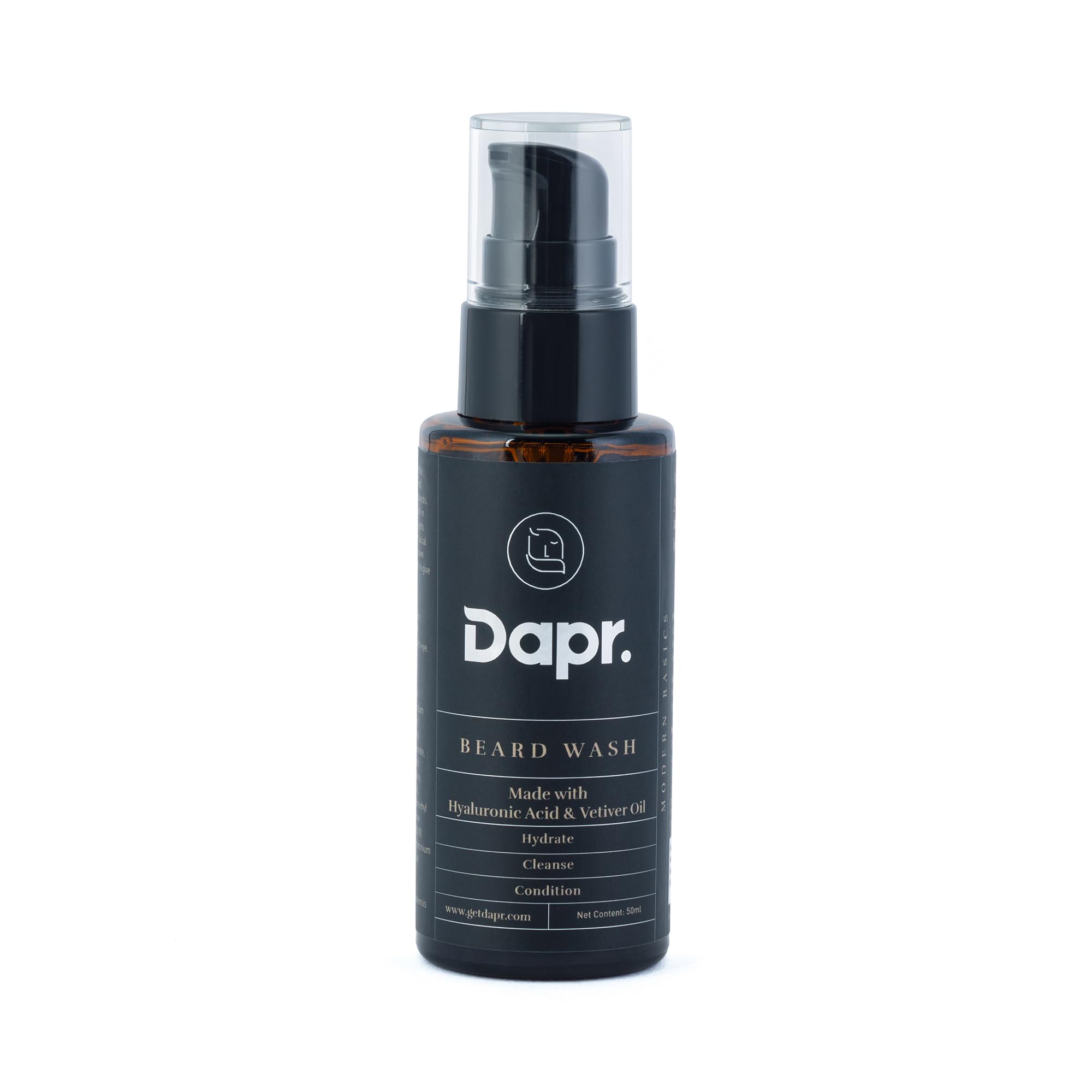 Dapr. Beard Wash (50 ml) |Made with Hyaluronic Acid & Vetiver Oil| Cleanse | Hydrate | Condition |