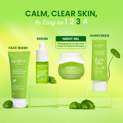 Dot & Key CICA Calming Skin Renewing Night Gel | For Oily, Acne Prone And Sensitive Skin | Night Cream with Niacinamide, Green Tea & Hyaluronic | Fades Blemishes & Dark Spots | 60ml