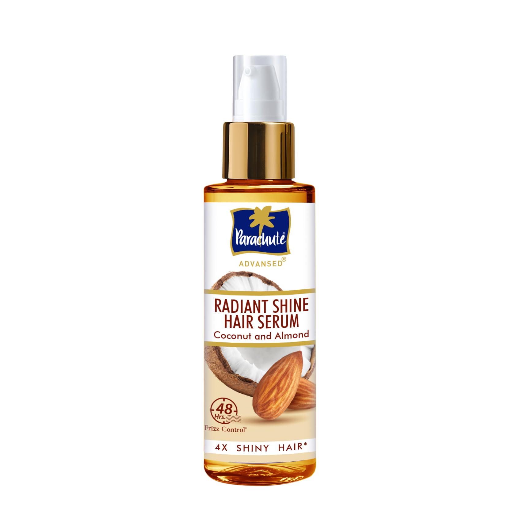 Parachute Advansed Radiant Shine Hair Serum | Coconut & Almond | 48 Hr Frizz Control | 4X Shiny Hair | 100ml