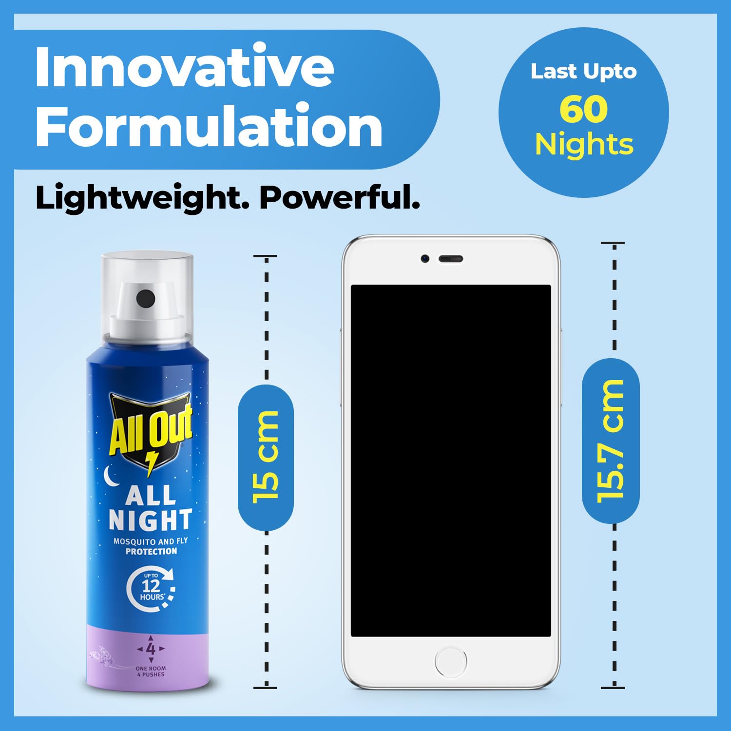 All Out All Night Mosquito Repellent Spray, 30ml | 1 Spray in Each Top Corner of the Room for 12 Hours Mosquito Protection | Lasts 60 Nights - Mosquito Repellents from All Out - Shop in Sri Lanka at Arcade.lk