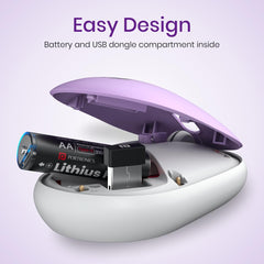 Portronics Toad II Bluetooth Mouse, with Bluetooth 5.0 & 2.4 Ghz Dual Wireless Connectivity, Rechargeable Battery, Adjustable DPI up to 1600 Compatible with Laptop, MacBook, PC (Purple)