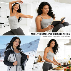 PALAY® Womens Thermal Tank Top Thick Fleece Lined Shirts Winter Underwear Vest Outdoor Tops Camisole Fleece Shirts Warm Vest