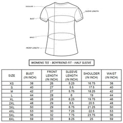 Women's Graphic Printed 100% Cotton T-Shirt - Boyfriend Fit, Round Neck, Half Sleeve, S