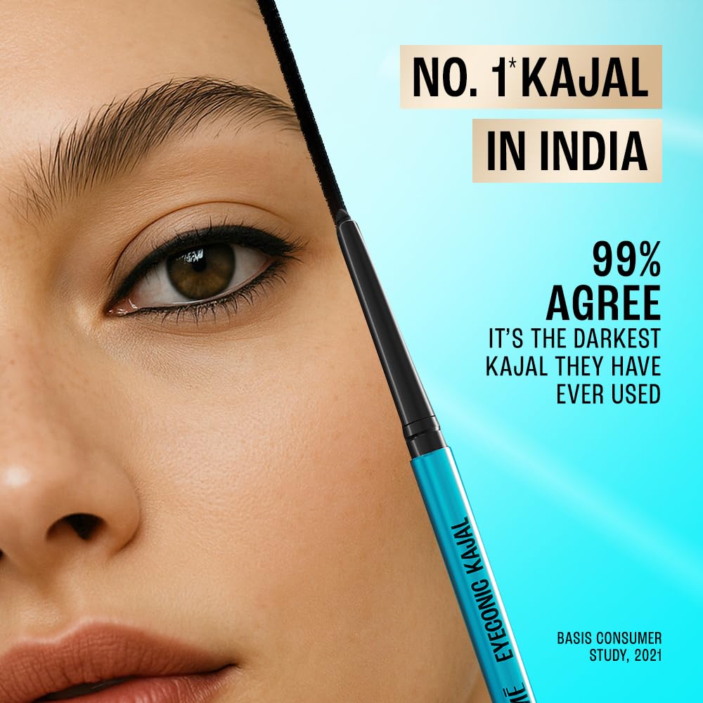 LAKMÉ Eyeconic Black Kajal 0.35 g (Combo Pack of 2) Matte Kohl Liner in a Twist Up Pencil - Waterproof|| Smudge Proof & Long Lasting Eye Makeup