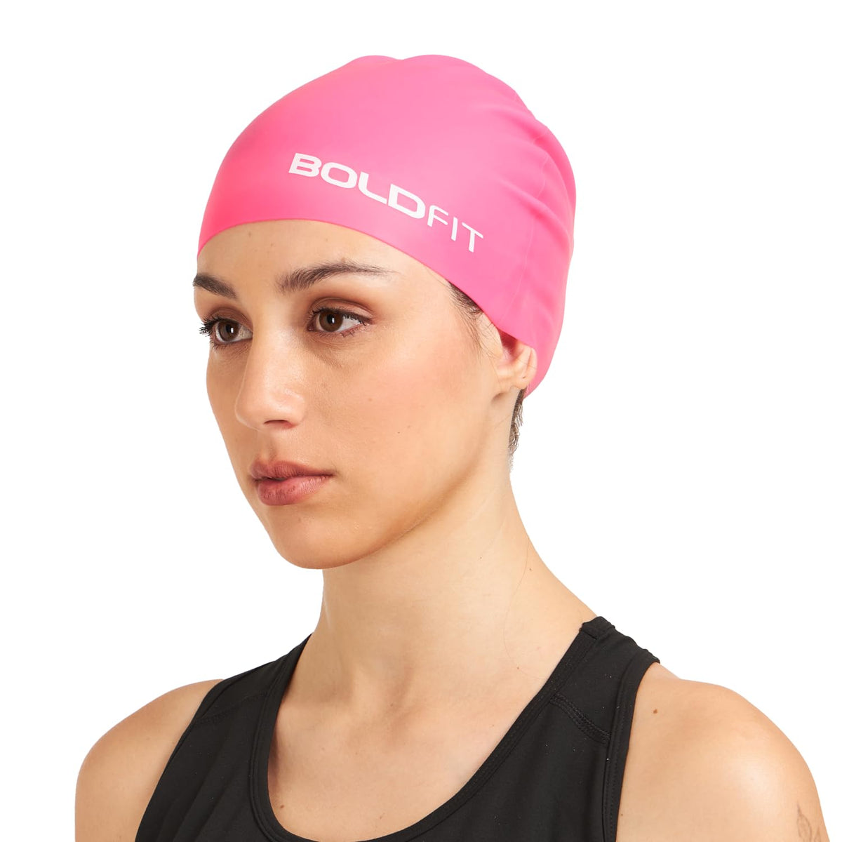 Boldfit Swimming Cap for Men Silicone Swimming Caps for Women Unisex Swim Cap for Boys Girls & Kids Swimming Cap for Women, Pink