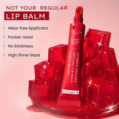 Hyphen Tinted Lip Balm | Brightens & Reduces Dark Lips & Pigmentation | 1% Vitamin E, Peptide & 2% Squalane | Winter Lip Care| 24H Moisturization for Dry & Chapped Lips | Jelly Glaze (Red Shade)- 10g