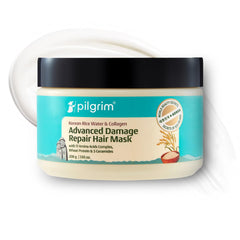 Pilgrim Unscented Korean Rice Water & Collagen Advanced Damage Repair Mask|Deep Repair for Dry,Frizzy & Damaged Hair|With 17 Amino Acids,Wheat Protein & Ceramides|Paraben-Free|For Women&Men,200 gram