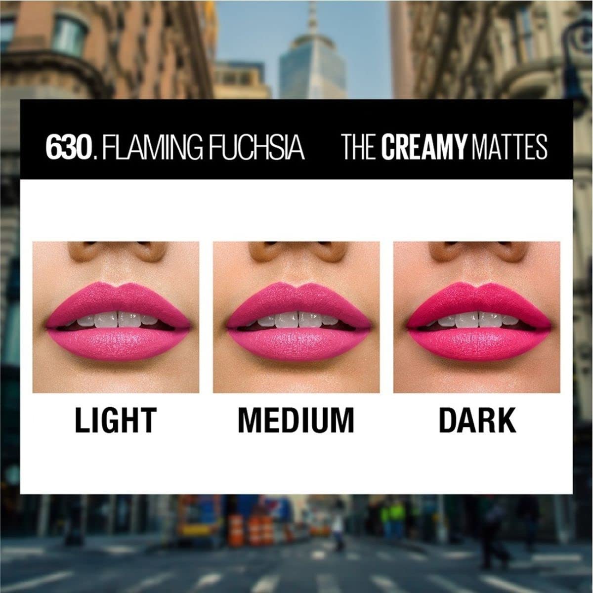Maybelline New York Matte Lipstick, Intense Colour, Moisturised Lips, Color Sensational Creamy Matte, 630 Flaming Fuchsia, 3.9g