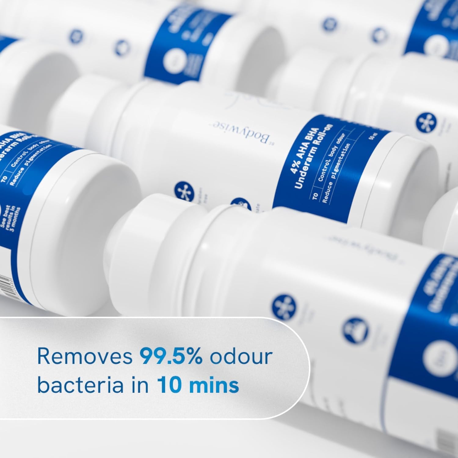 Be Bodywise 4% AHA BHA Underarm Roll-on for Even Tone Skin,Reduces Body Odor & Pigmentation | 2% Lactic Acid, 1% Mandelic Acid, 1% Salicylic Acid | 0% Alcohol & 0% Aluminium | Aqua Fragrance, 50ml