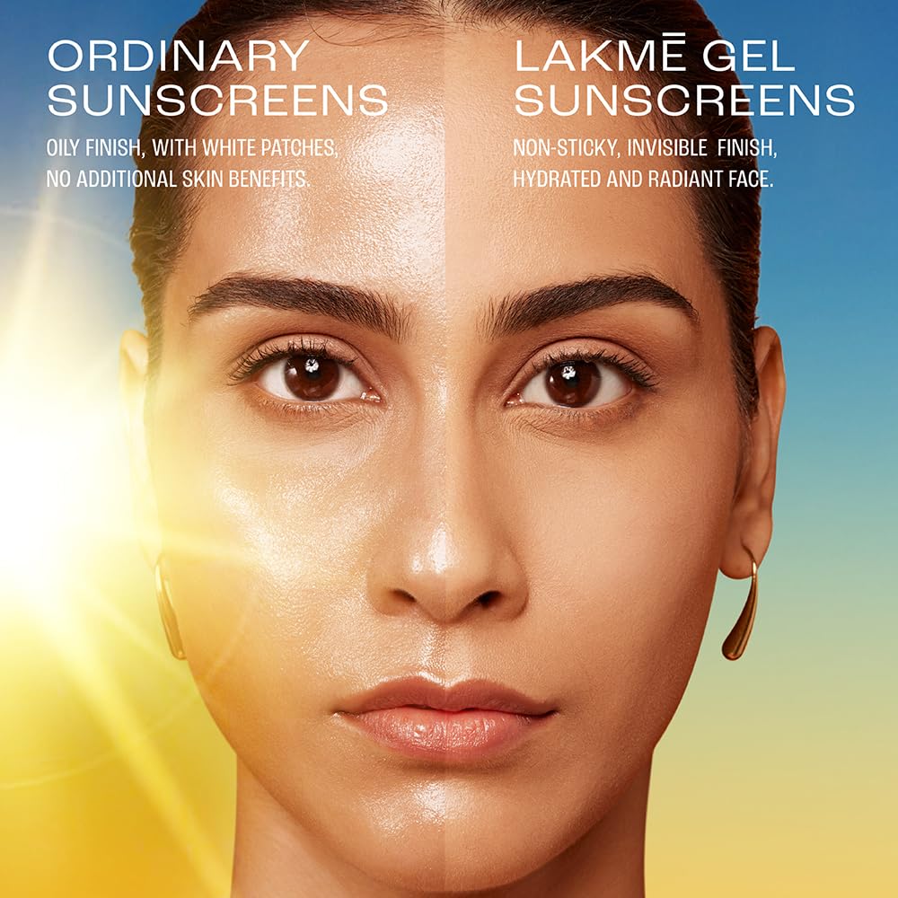 Lakmē Water Light Gel in-Vivo Tested SPF 50 PA++++ Sunscreen with Niacinamide for Oily Skin 50g