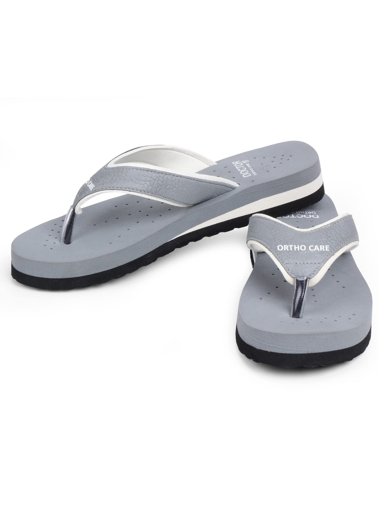DOCTOR EXTRA SOFT Chappal Care Orthopaedic and Diabetic Comfort Doctor Flip-Flop and House Slipper's for Women's OR-D-18-GREY-4 UK