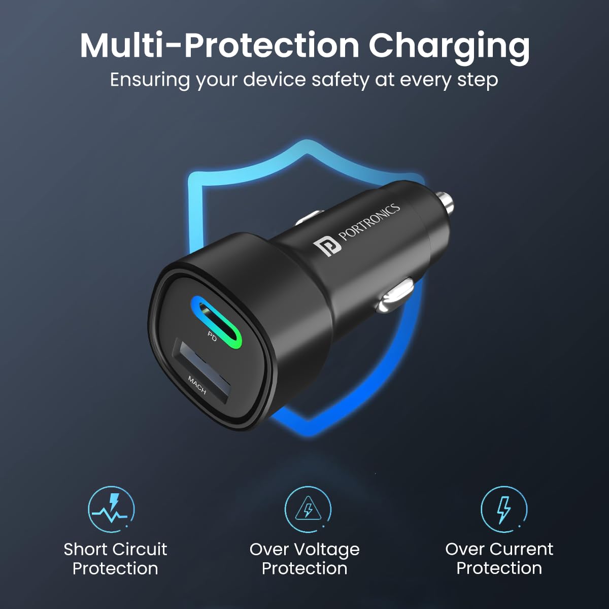 Portronics Dual Output Fast Car Charger with 30W Type-C PD & 30W USB, LED Indicator, Charging Adapter For Cars for iPhone & Android Smartphone, Smartwatch, Earbud, Power Bank - Wireless Accessory from Portronics - Shop in Sri Lanka at Arcade.lk