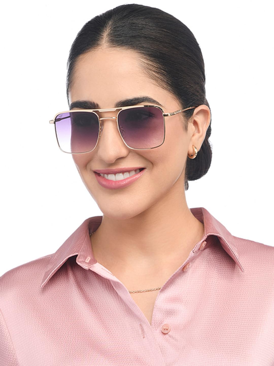 VINCENT CHASE EYEWEAR By Lenskart|Gold Pink Full Rim Square|Fashion Essentials|Branded Latest And Stylish Sunglasses|100% Uv Protected|Men & Women|Medium|Vc S15800