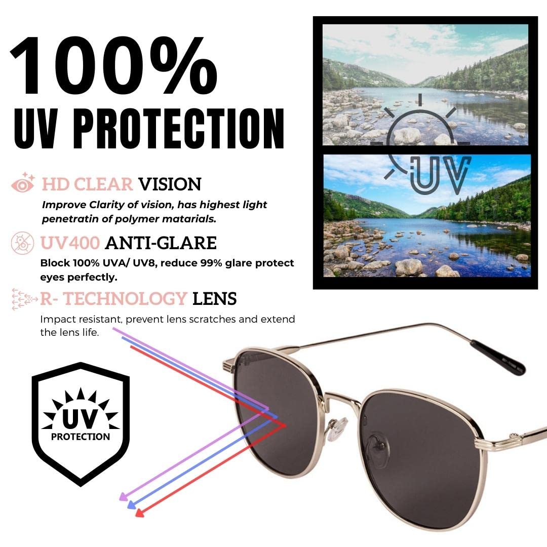 Voyage Round Non-Polarized Sunglasses for Men & Women (2036MG2977, 58, Black & Silver)-Pack of 1