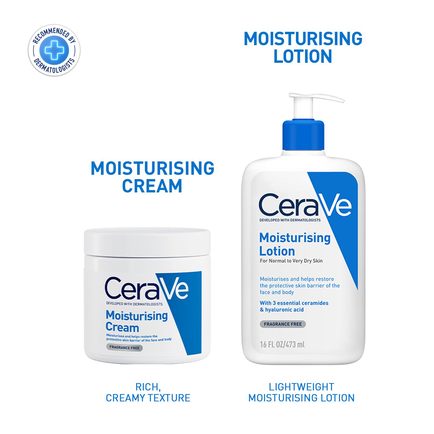 CeraVe Moisturizing Lotion For Normal to Dry Skin (473ml) - Formulated With 3 Essential Ceramides And Hyaluronic Acid | Non-Comedogenic, Oil Free And Fragrance-Free Body Lotion