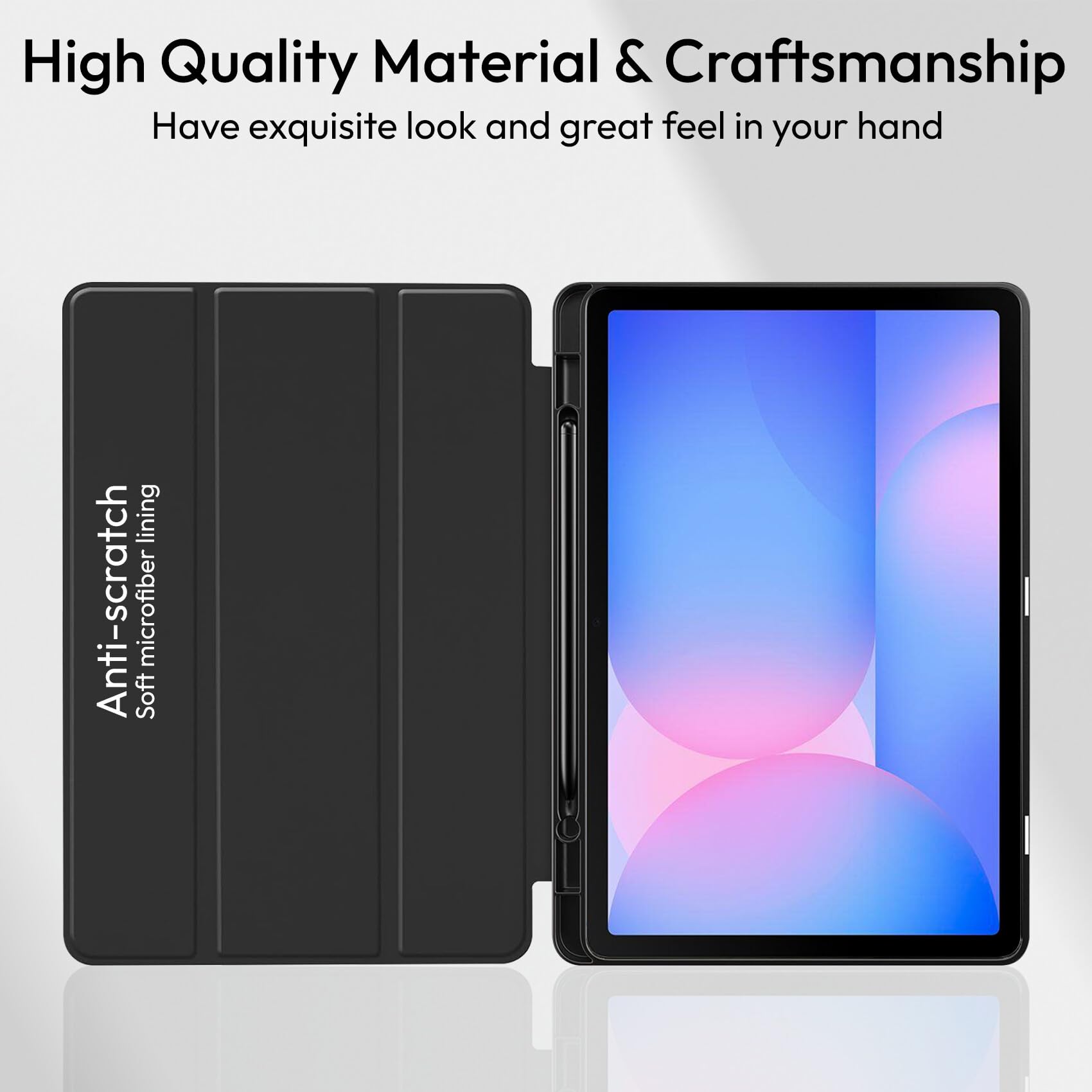 Robustrion Cover for Samsung Galaxy Tab S10 Lite 10.9" / Tab S9 FE/Tab S10 FE/Tab S9 11" with [S Pen Holder], Flip Case for Samsung Tab S10 Lite /S10/S9 FE Tablet Cover [Auto Sleep Wake] - Black