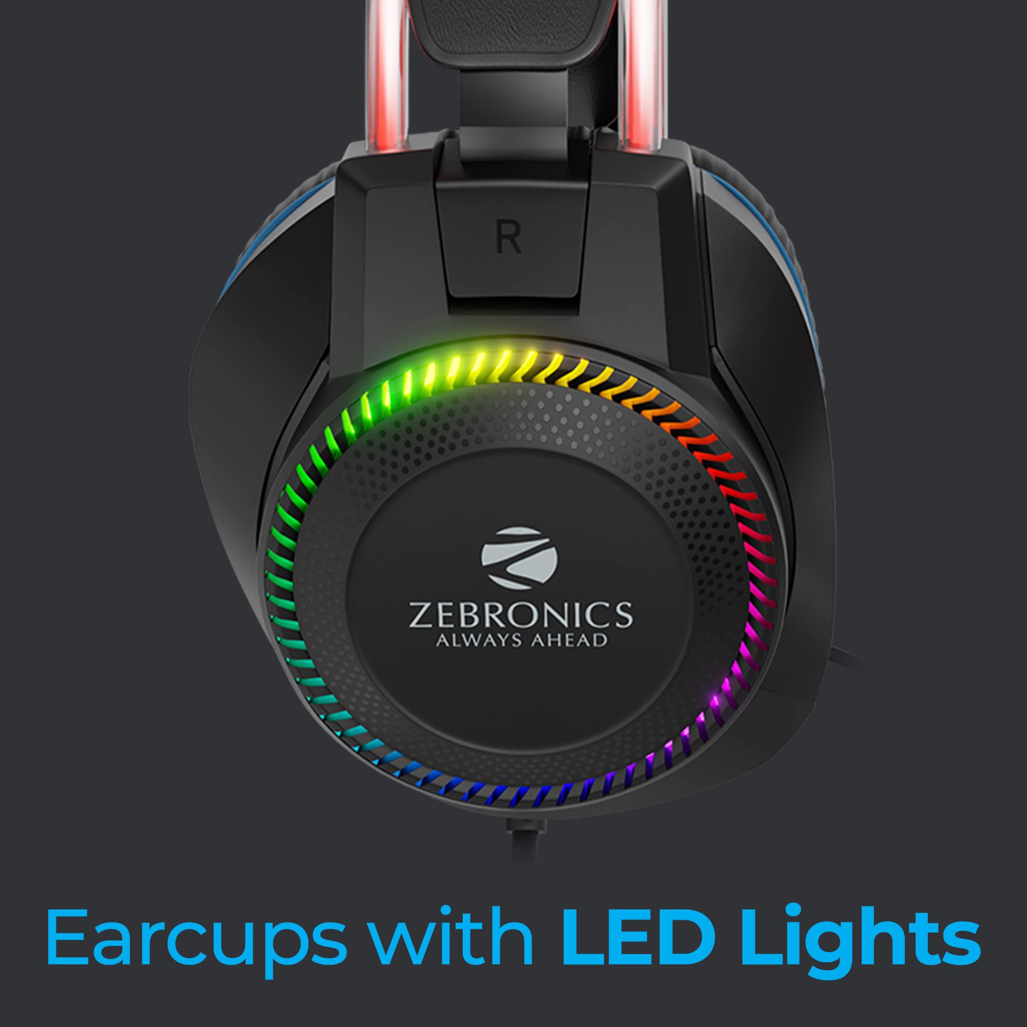 Zebronics Jet PRO Premium Wired Gaming On Ear Headphone with LED for Headband + earcups, 40mm Neodymium Drivers, 2 Meter Braided Cable, with mic, Suspension Design, 3.5mm + USB (Black, Blue) - Personal Computer from ZEBRONICS - Shop in Sri Lanka at Arcade.lk