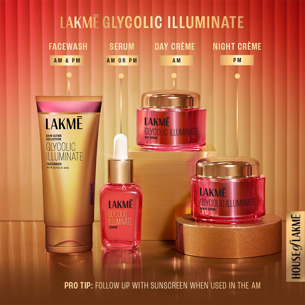 Lakme Glycolic Illuminate Day Cream 15 g| Skin Cell Regeneration Cream & Reveals Even Toned Skin with Glycolic Acid