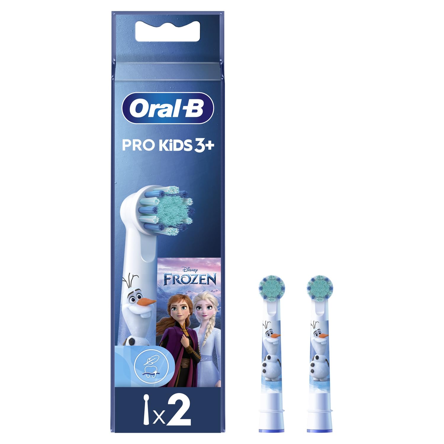 Oral B ORIGINAL Kids Rechargeable Electric Toothbrush Soft Replacement Brush Heads [10X POWERFUL THAN COMPATIBLE PRODUCTS], Frozen Characters, 2 Refills, Deep clean between teeth