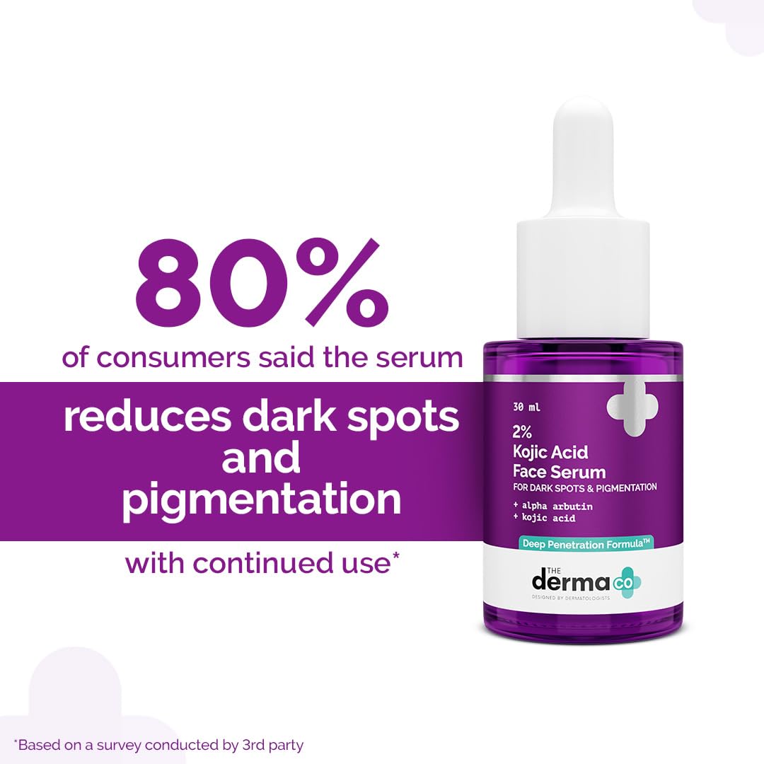The Derma Co. 2% Kojic Acid Face Serum with Alpha Arbutin, Powered by Deep Penetration Formula™ | Fights Pigmentation | Fades Dark Spots | Brightens & Evens Skin Tone | 30 ml