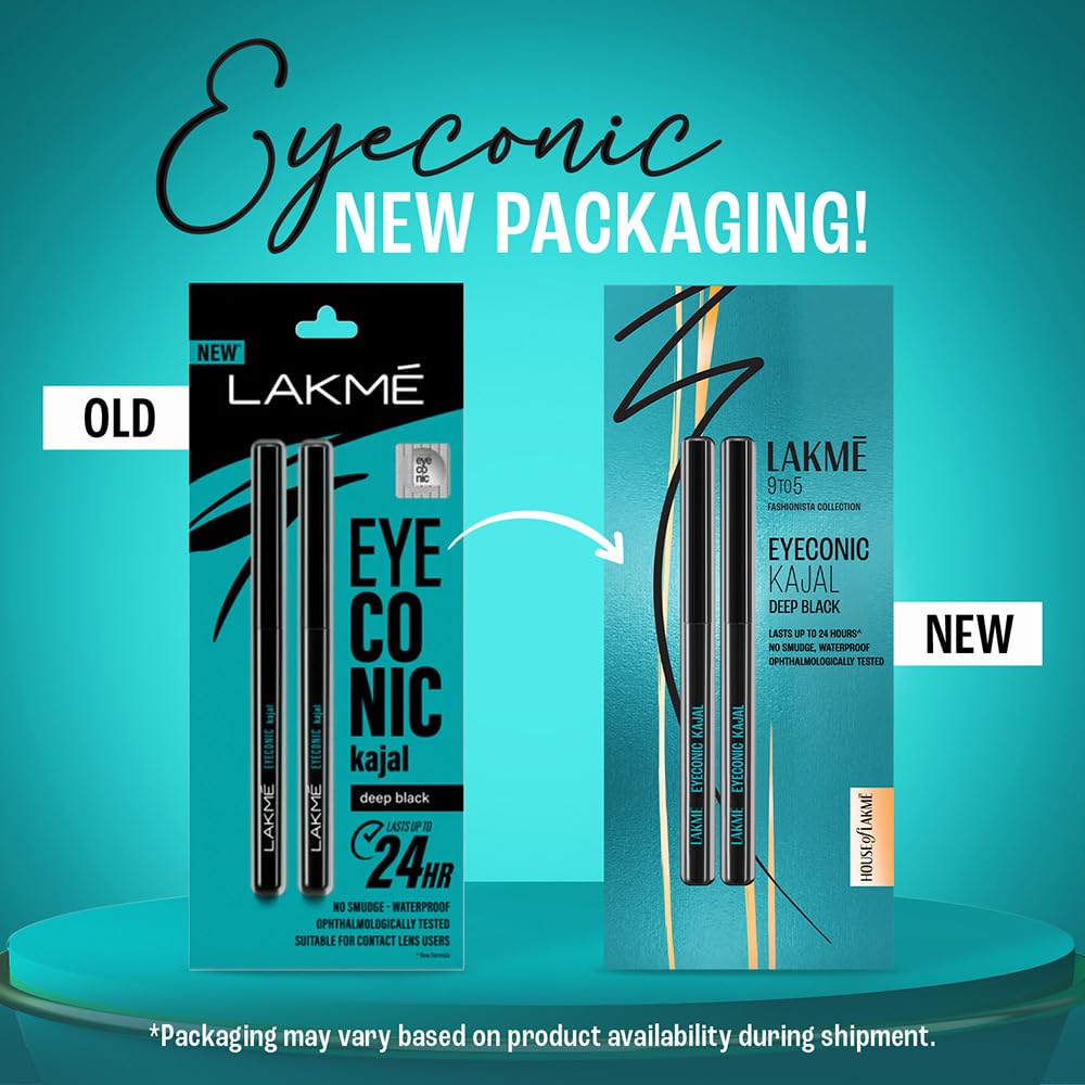 LAKMÉ Eyeconic Black Kajal 0.35 g (Combo Pack of 2) Matte Kohl Liner in a Twist Up Pencil - Waterproof, Smudge Proof & Long Lasting Eye Makeup - Kajal & Kohls from LAKMÉ - Shop in Sri Lanka at Arcade.lk