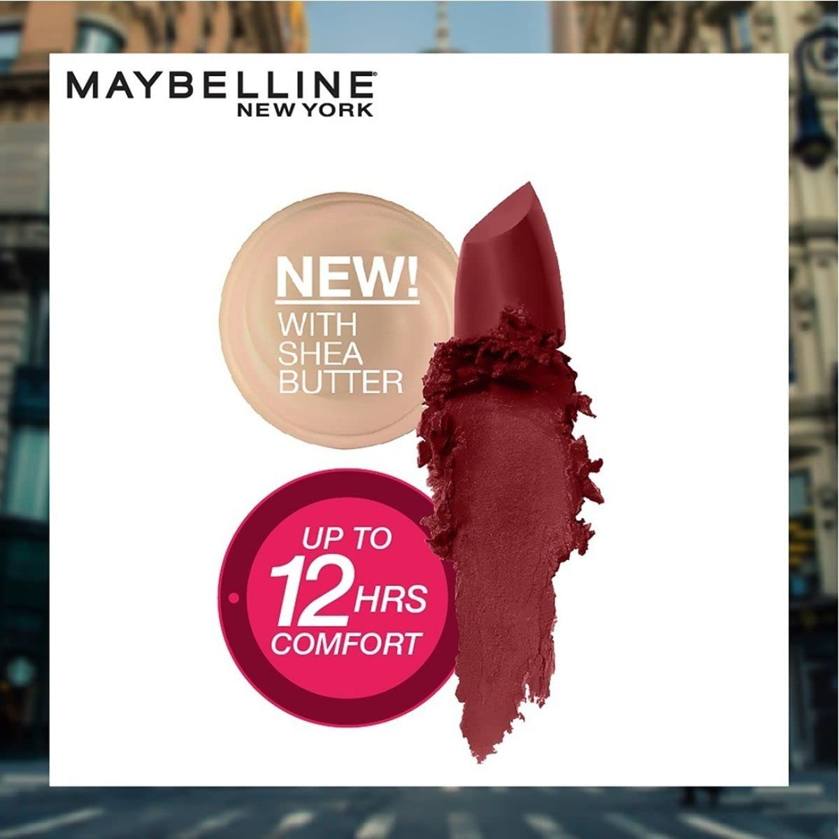 Maybelline New York Matte Lipstick, Intense Colour, Keeps Lips Moisturised, 696 Burgundy Blush, Color Sensational Creamy Matte Lipstick, 3.9g