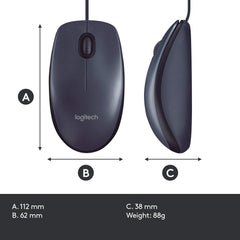 Logitech B100 Wired USB Mouse, 3 yr Warranty, 800 DPI Optical Tracking, Ambidextrous PC/Mac/Laptop - Black - Personal Computer from Logitech - Shop in Sri Lanka at Arcade.lk