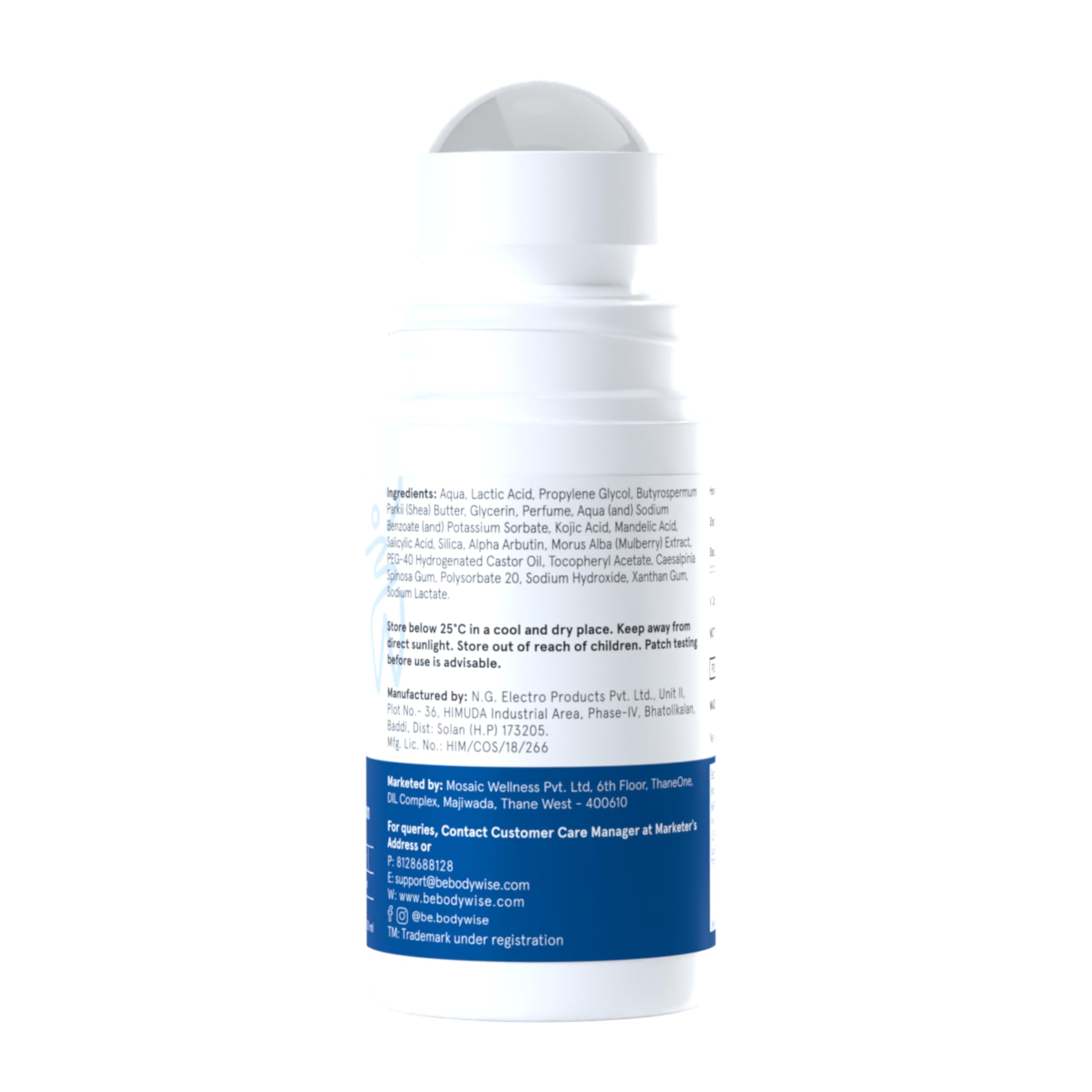 Be Bodywise 6% AHA BHA Underarm Roll On Deodorant | Flora Fragrance | With 1% Mandelic Acid, 4% Lactic Acid,1% Salicylic acid & Kojic Acid | Prevents Odour, Anti Pigmentation, Anti Bacteria | 50ml