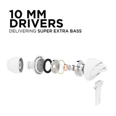 boAt Bassheads 100 in Ear Wired Headphones with Mic (White)