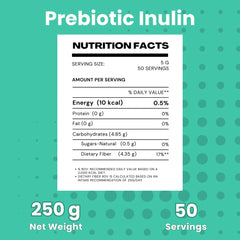 Gutbasket Pure Inulin Powder (250g) - Prebiotic Fiber for Gut Health & Digestive Wellness - Vegan, Non-GMO, Gluten-Free - Ideal for Smoothies, Coffee, and Baking