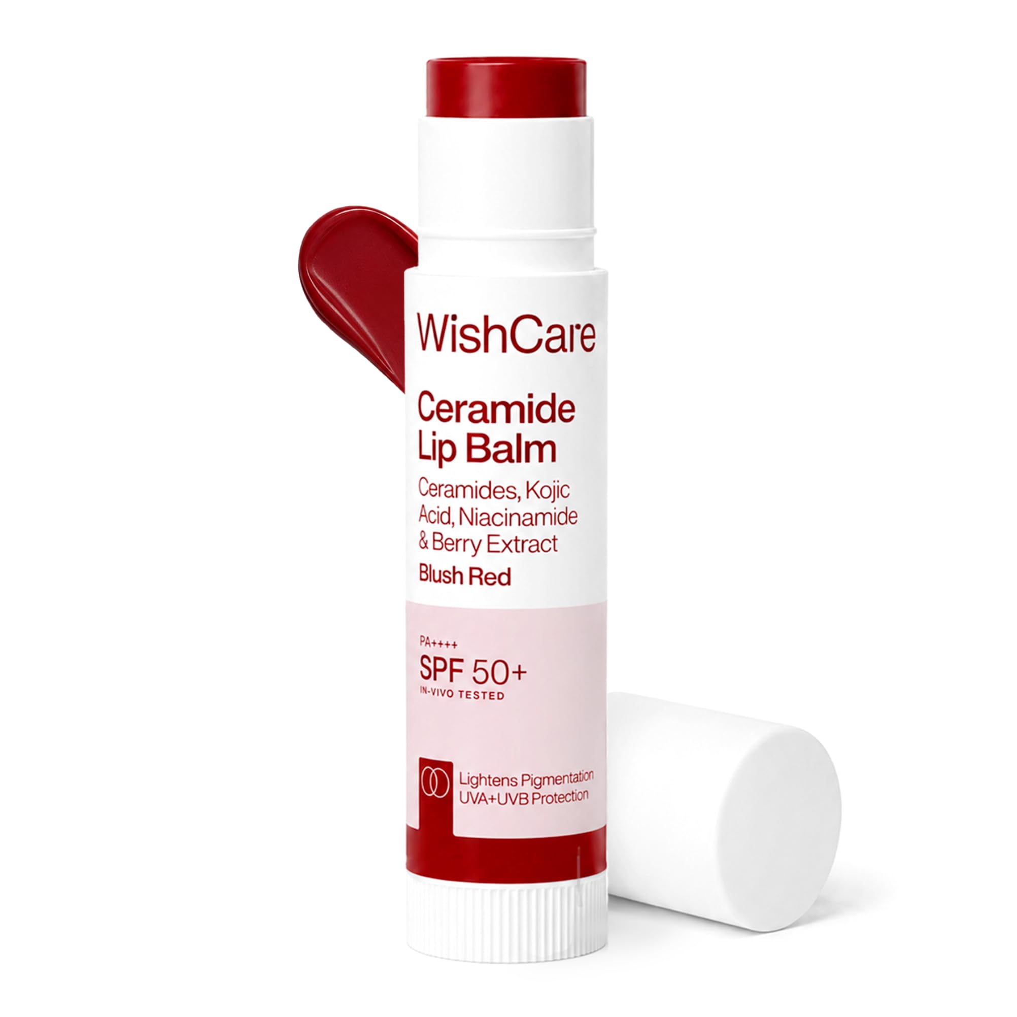 WishCare Tinted Lip Balm SPF 50 PA++++ | Brightening Lip Balm for Dark Lips | In-Vivo Tested | Kojic Acid & Niacinamide | For Women | 5g (Blush Red) | Glammy.lk