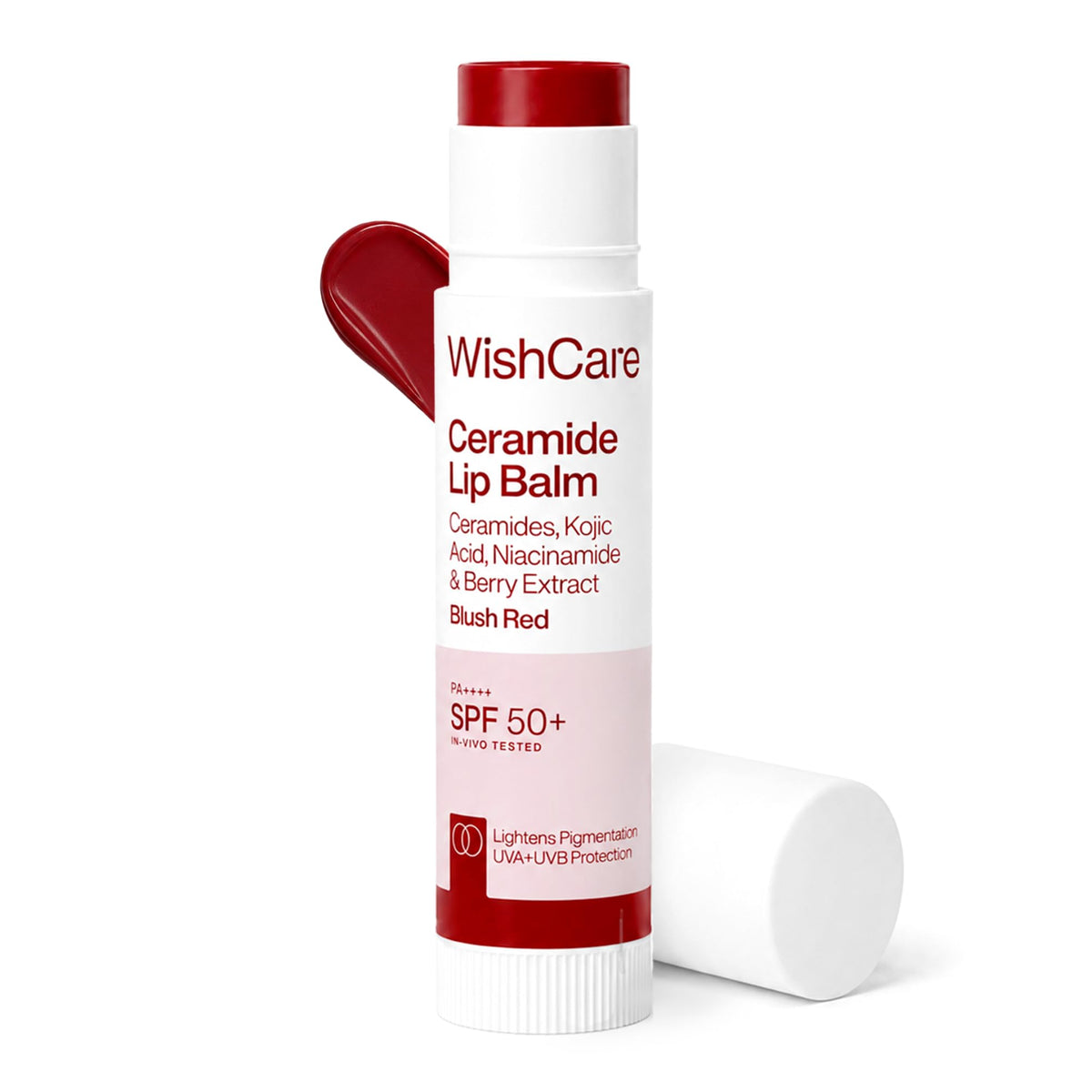WishCare Tinted Lip Balm SPF 50 PA++++ | Brightening Lip Balm for Dark Lips | In-Vivo Tested | Kojic Acid & Niacinamide | For Women | 5g (Blush Red) | Glammy.lk