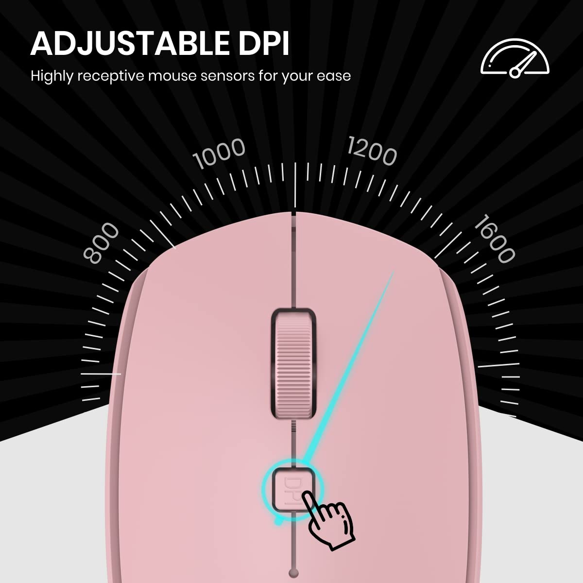 Portronics Toad 23 Wireless Optical Mouse with 2.4GHz, USB Nano Dongle, Optical Orientation, Click Wheel, Adjustable DPI(Pink) - Personal Computer from Portronics - Shop in Sri Lanka at Arcade.lk