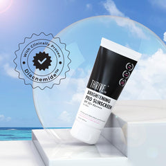 ThriveCo Brightening Pro Sunscreen for Men | SPF 50+ Pa++++ | Zero White Cast | Kojic acid, Vitamin C & Diacnemide™ | Non-sticky & Anti-Ageing | Boosts Collagen, Fades Dark Spots & Wrinkles | 50ml