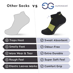SuperGear Women Contemporary Cotton Ankle Socks -3 Pairs Made Of Cushioned-Athletic Soft Socks , Anti-Slip Grip Sock Ideal For Gym, Running, Exercise-Pack Of 3(Multicolour)