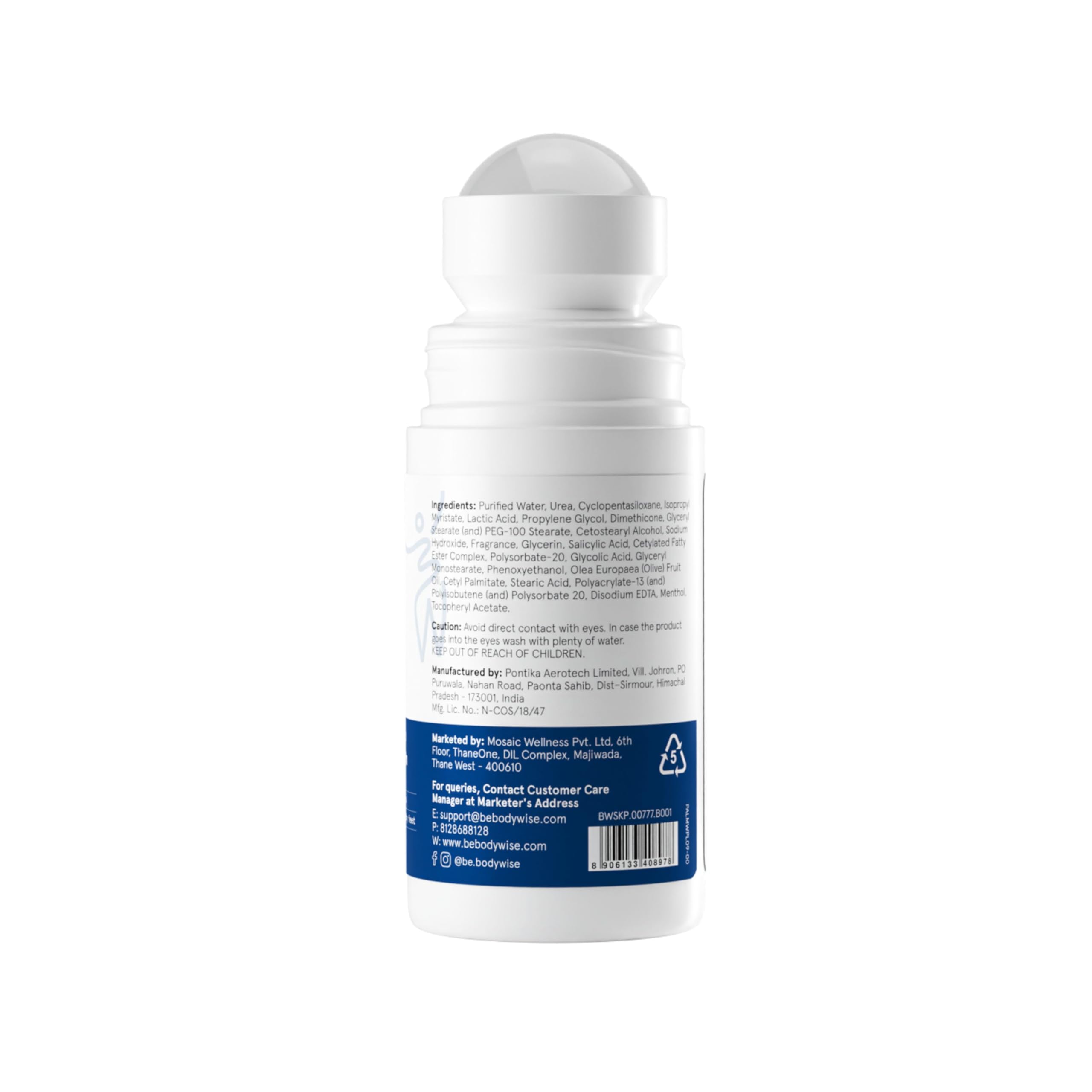 Be Bodywise 30% Urea Foot Cream Roll On 50ml | For Dry & Cracked Heels | With 5% Lactic Acid, Olive Oil & Vitamin E | Helps Repair and Moisturise Cracked Heels