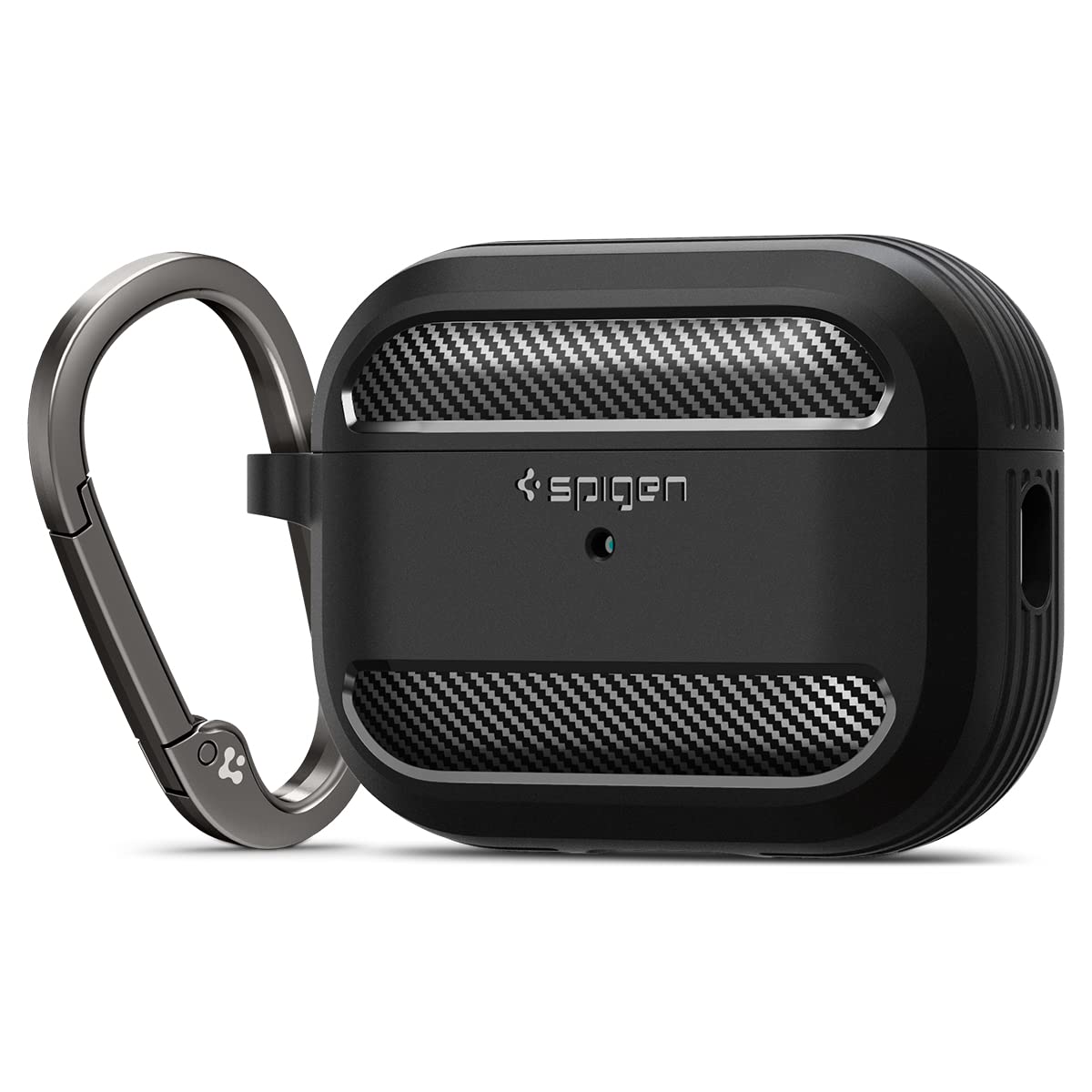 Spigen for AirPods Pro 2(2022/2023) Case, Carabiner Included, Durable, Shock-Proof Cover, (Rugged Armor) - Matte Black